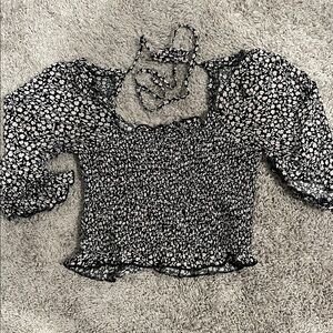 Miami Black and White Floral Blouse